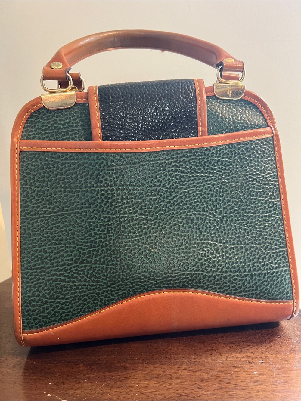 Vintage Dooney & Bourke Tipped Colorblock Top Handle All Weather Leather Satchel - Picture 4 of 7